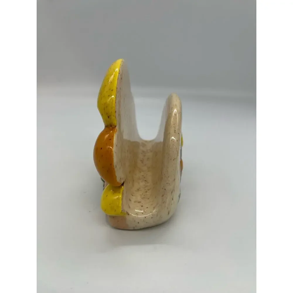 Vintage MCM Ceramic Mushroom Napkin Holder Orange & Yellow